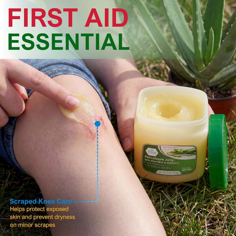 Medpride Petroleum Jelly with Aloe Vera & Vitamin E, 8 oz – Skin Protectant and Moisturizing Ointment for Dry or Irritated Skin, Rashes, Chapped Lips, Minor Cuts, Burns and Diaper Rash - Image 3